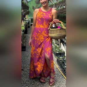 Toad&Co "Sunkissed Maxi Dress In Flame Leaf Textured Print" Med, RN#95422,NWOT